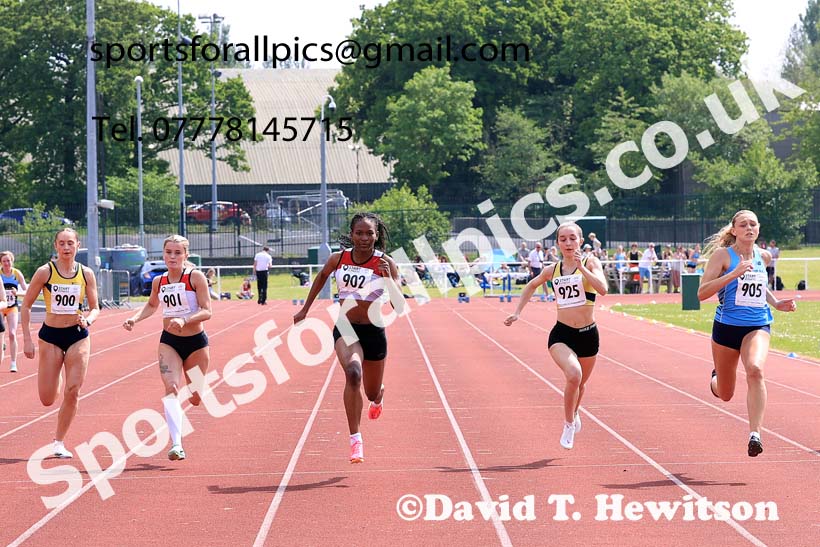 Womens Seniors 100 metres, 2024 North Eastern Track and Field Champs., Middlesbrough.  Photo: David T. Hewitson/Sports for All Pics